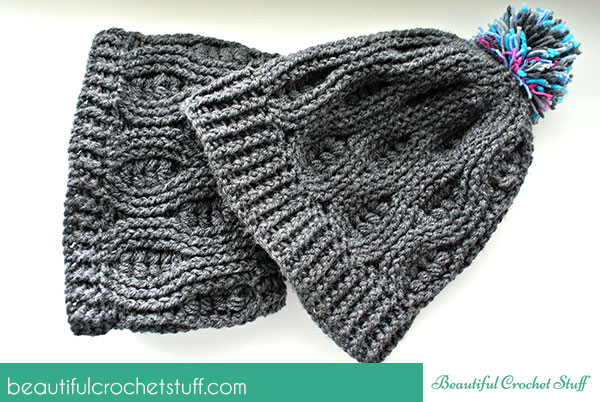 crochet infinity scarf and crochet beanie free pattern