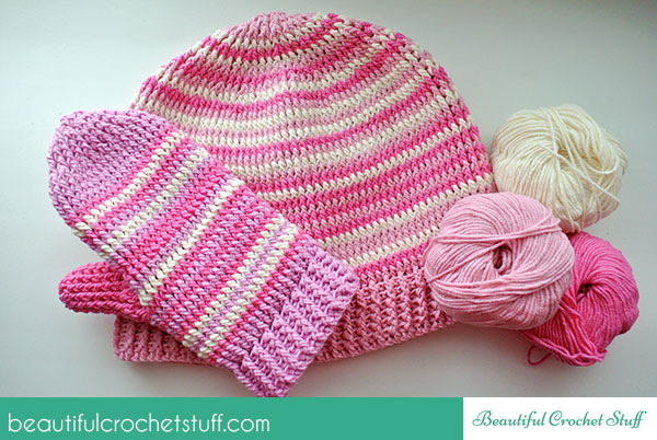 free crochet-beanie-and-mittens-pattern