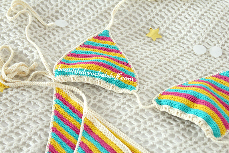 Crochet colorful bikini free pattern