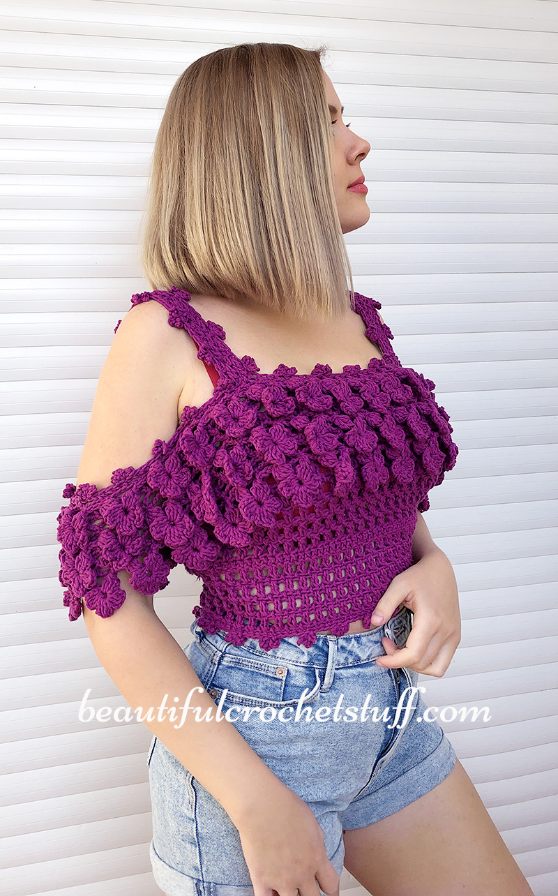 crochet flower top free pattern 6