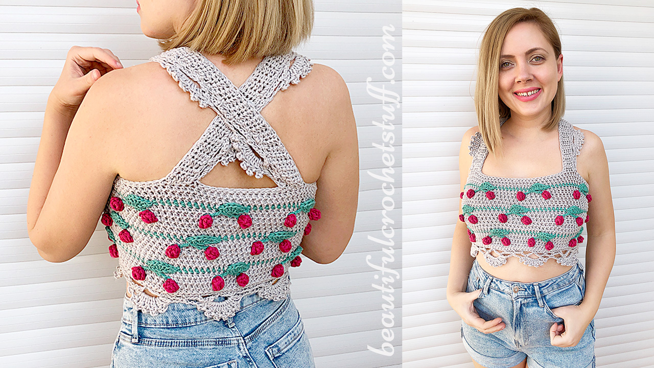 crochet cherry crop top free pattern