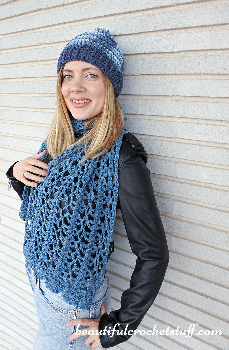 crochet lace scarf and beanie free pattern 3