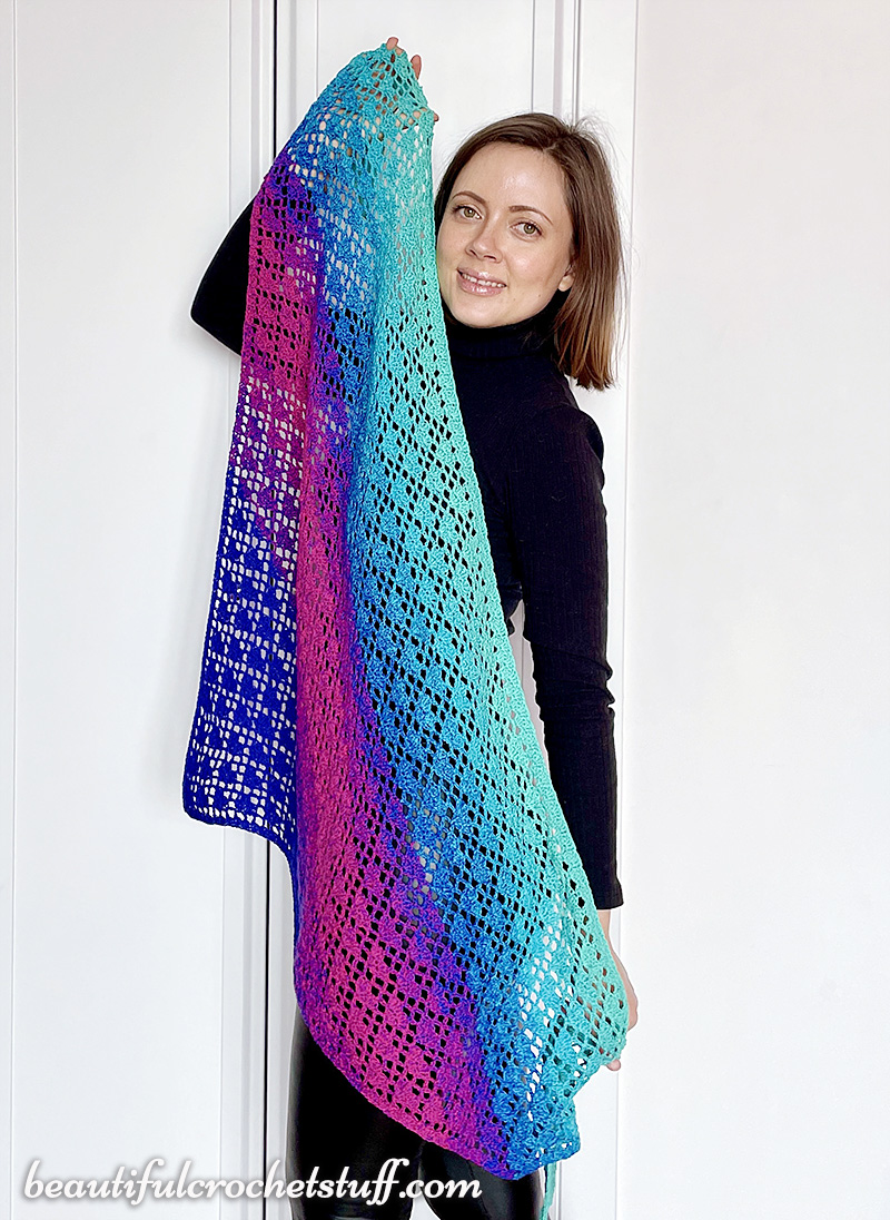 crochet heart shawl free pattern 5