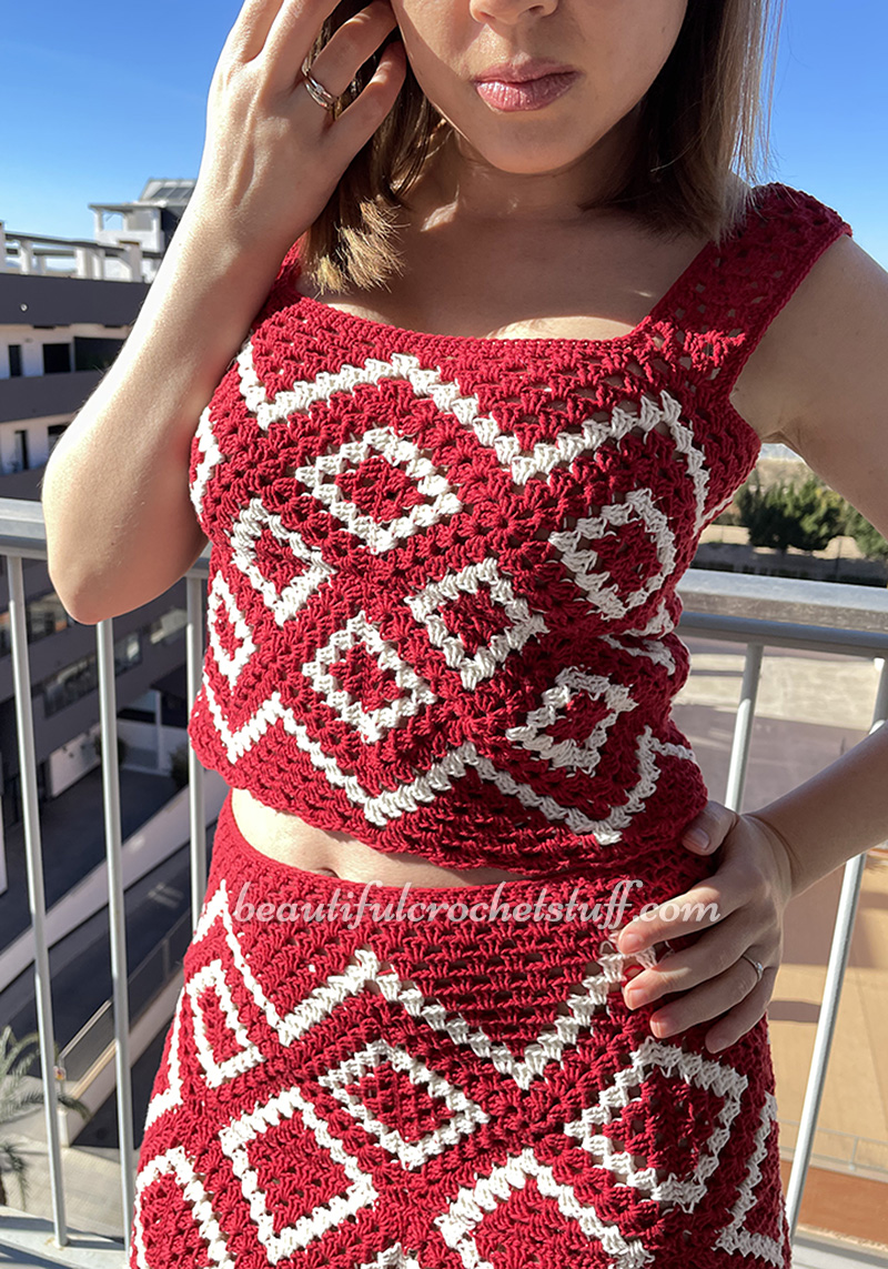 crochet set skirt and top pattern 13
