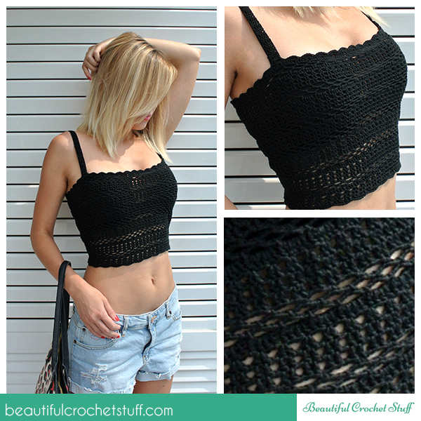 Fashion Tops Crochet Tops Mango casual Crochet Top black casual look 
