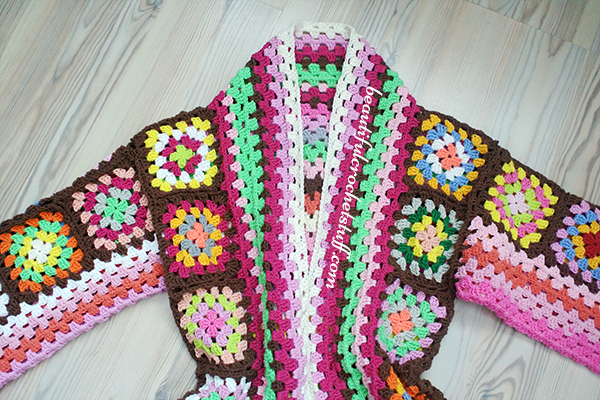Glik's Granny Square Crochet Cropped Cardigan