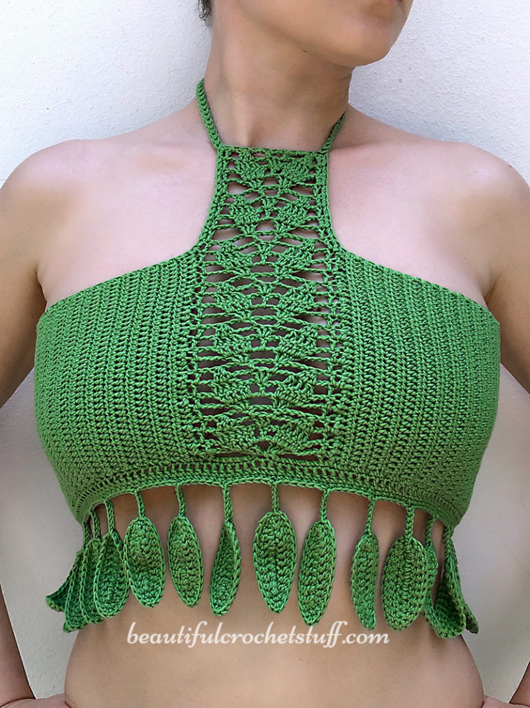 Crochet Crop Halter Leaves Top Free Pattern | Beautiful Crochet Stuff