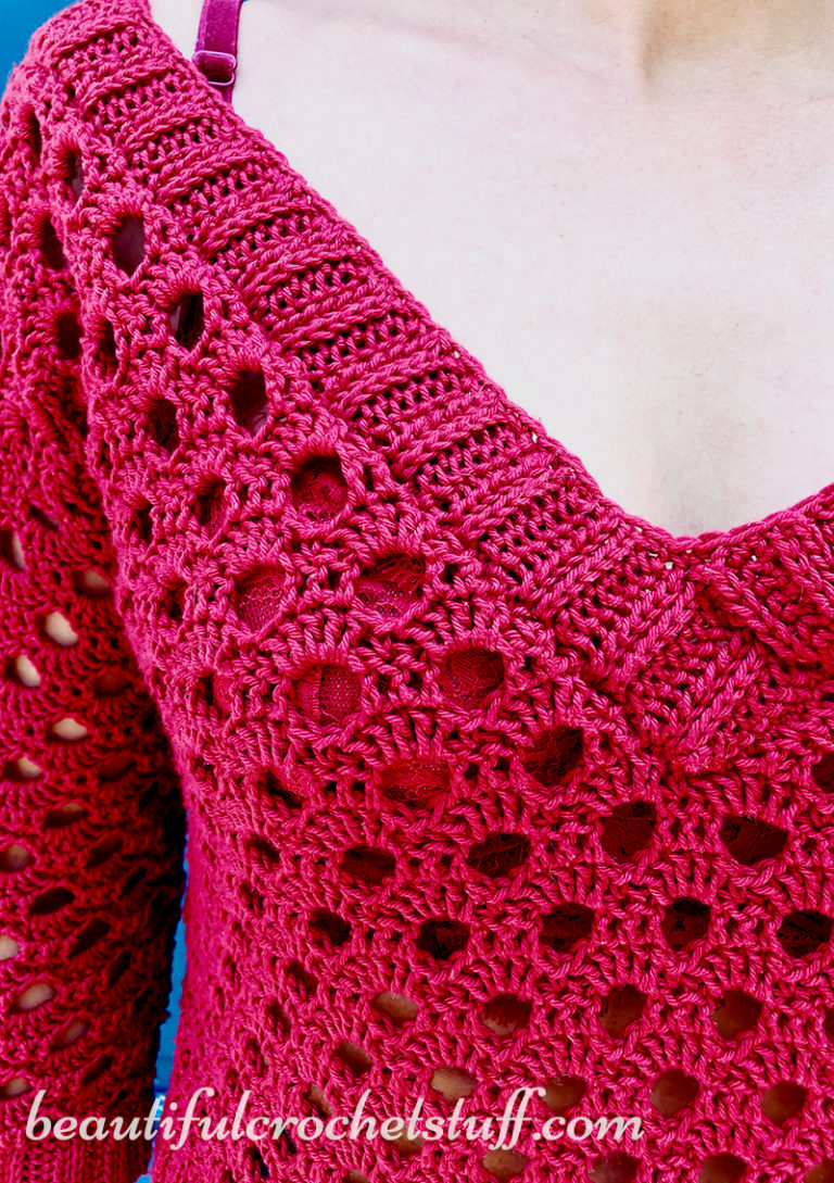 Crochet V-neck Sweater Free Pattern | Beautiful Crochet Stuff