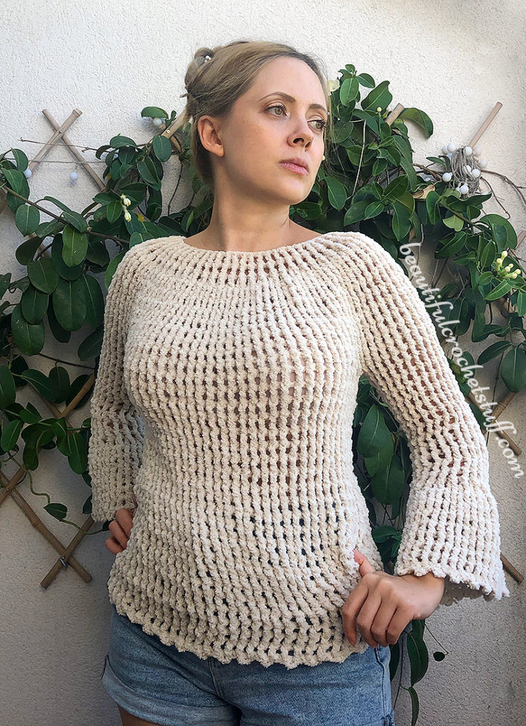 CROCHET TWO SIDES FLARE SLEEVE SWEATER FREE PATTERN | Beautiful Crochet ...