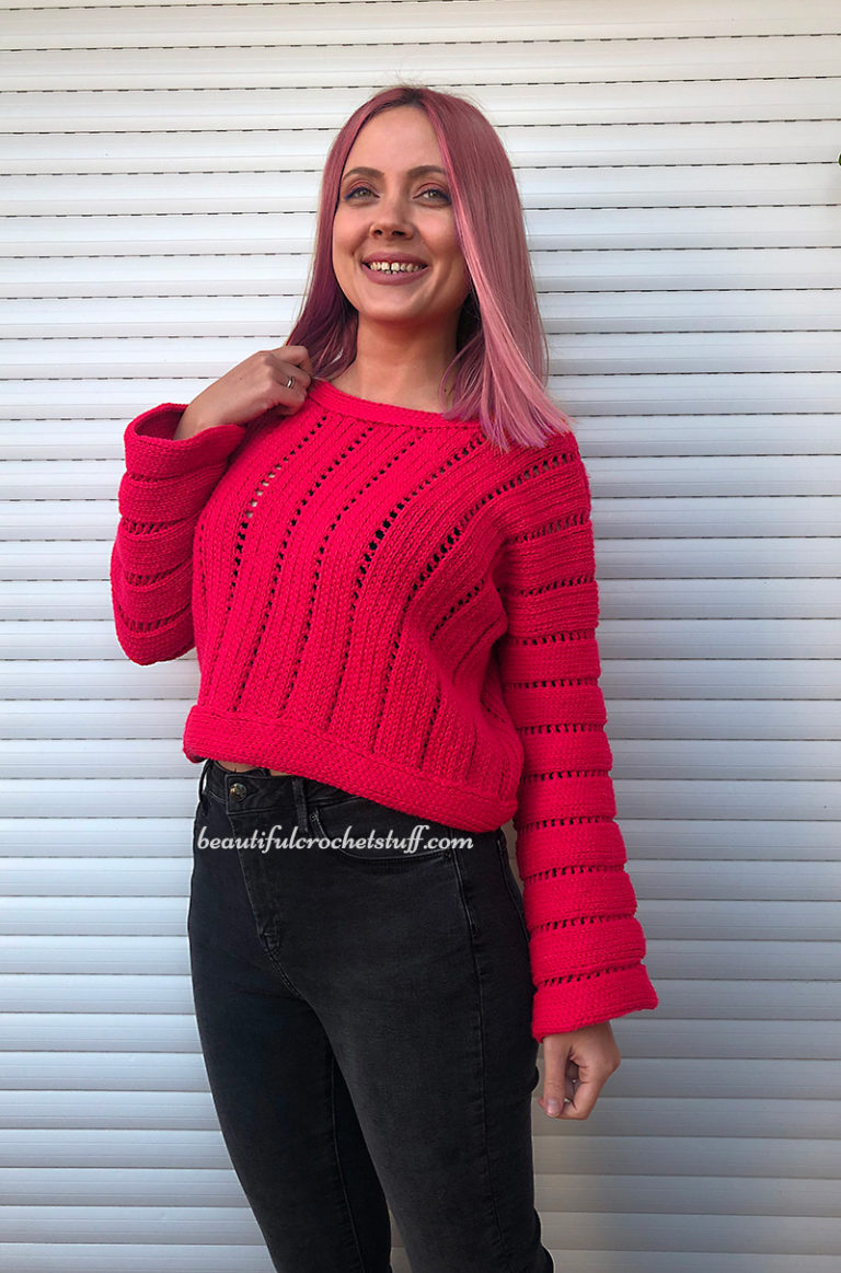 CROCHET STOCKINETTE STITCH SWEATER FREE PATTERN | Beautiful Crochet Stuff