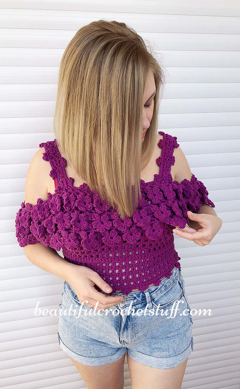 crochet flower top free pattern 3