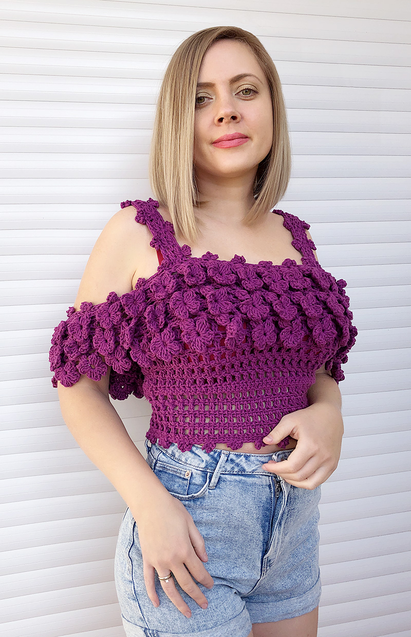 crochet flower top free pattern7