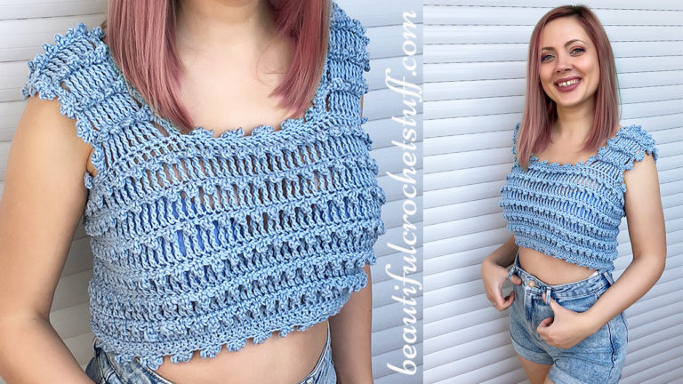 CROCHET CROP TOP FREE PATTERN (MOON) | Beautiful Crochet Stuff