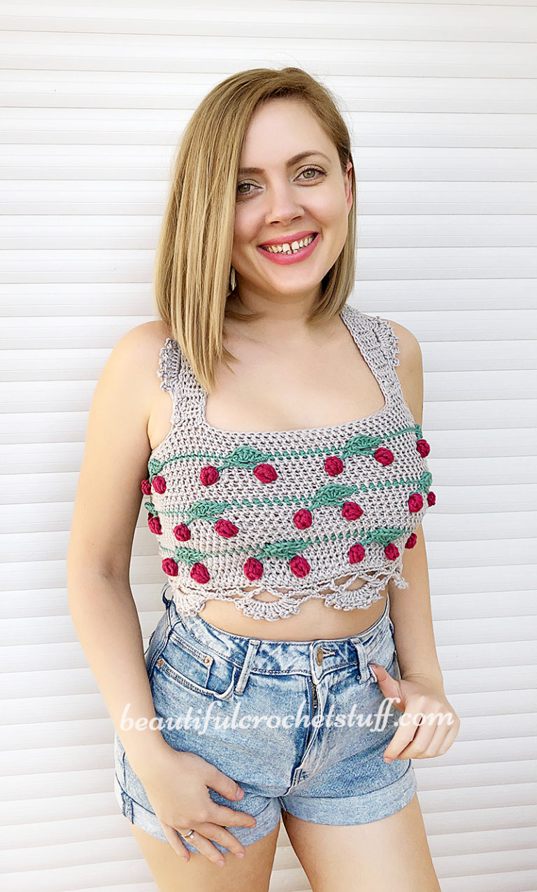 Crochet Cherry Crop Top Free Pattern 