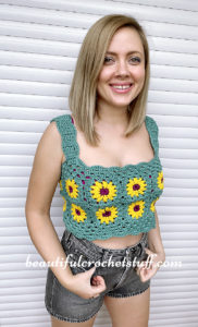 CROCHET SUNFLOWER CROP TOP FREE PATTERN | Beautiful Crochet Stuff