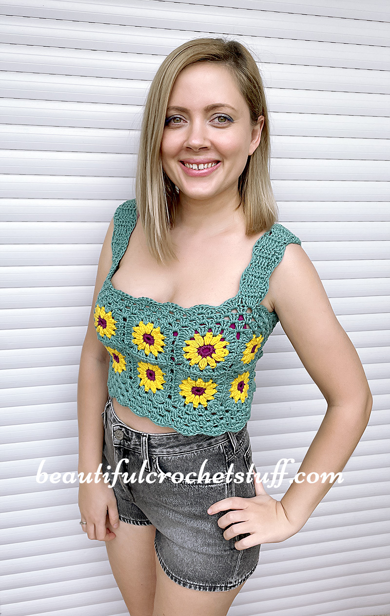 crochet sunflower crop top free pattern