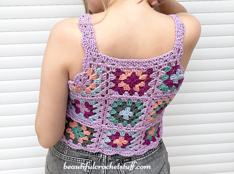 CROCHET GRANNY SQUARE CROP TOP FREE PATTERN | Beautiful Crochet Stuff