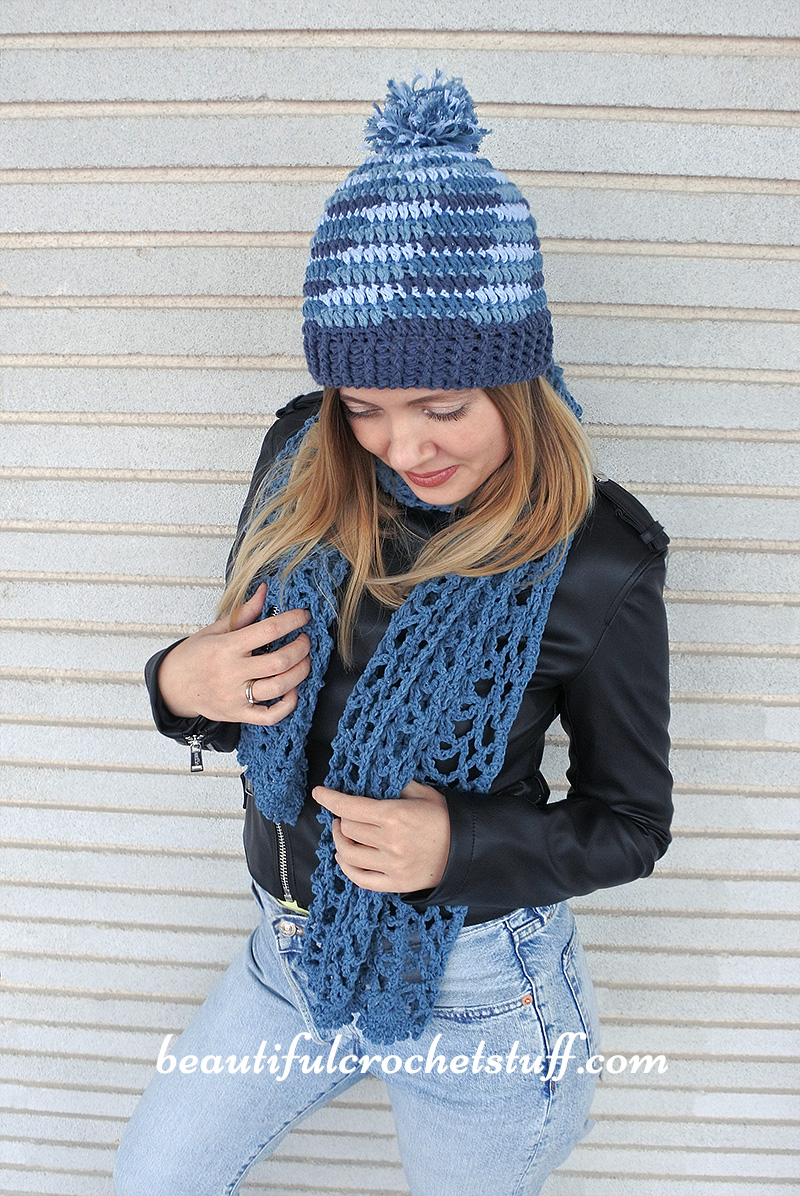 crochet lace scarf and beanie free pattern 6
