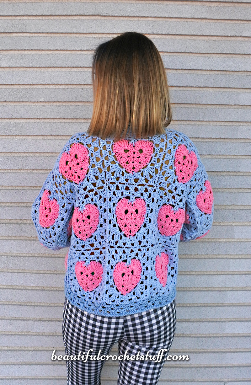crochet granny heart square cardigan pattern