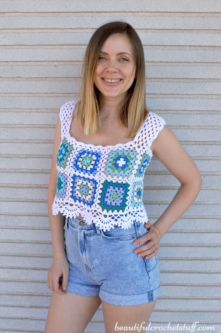 CROCHET CLASSIC GRANNY SQUARE TOP FREE PATTERN | Beautiful Crochet Stuff