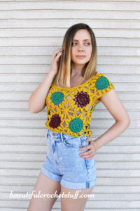 CROCHET SUNFLOWER LACE CROP TOP FREE PATTERN | Beautiful Crochet Stuff