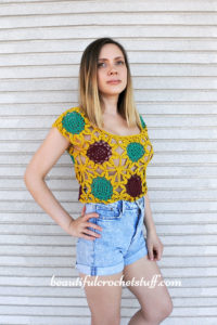 CROCHET SUNFLOWER LACE CROP TOP FREE PATTERN | Beautiful Crochet Stuff