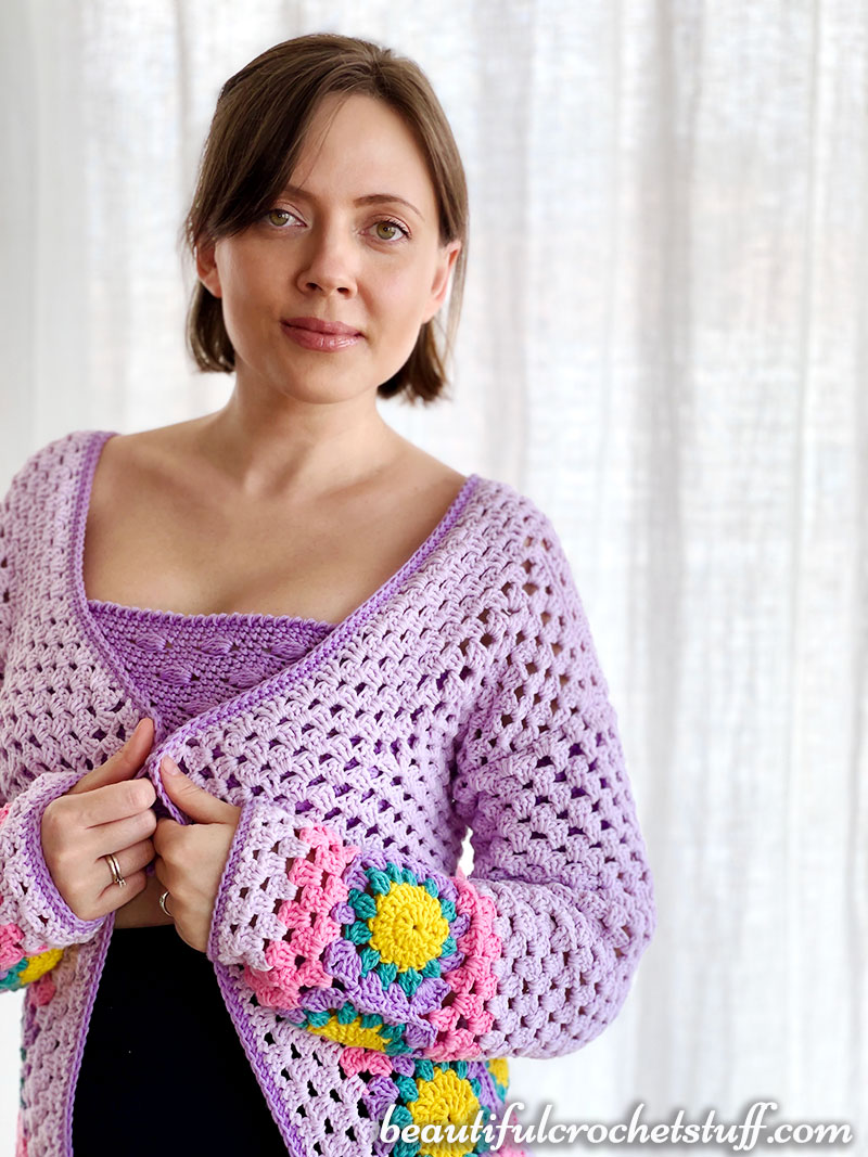 CROCHET GRANNY SQUARE CANDY CARDIGAN FREE PATTERN | Beautiful Crochet Stuff