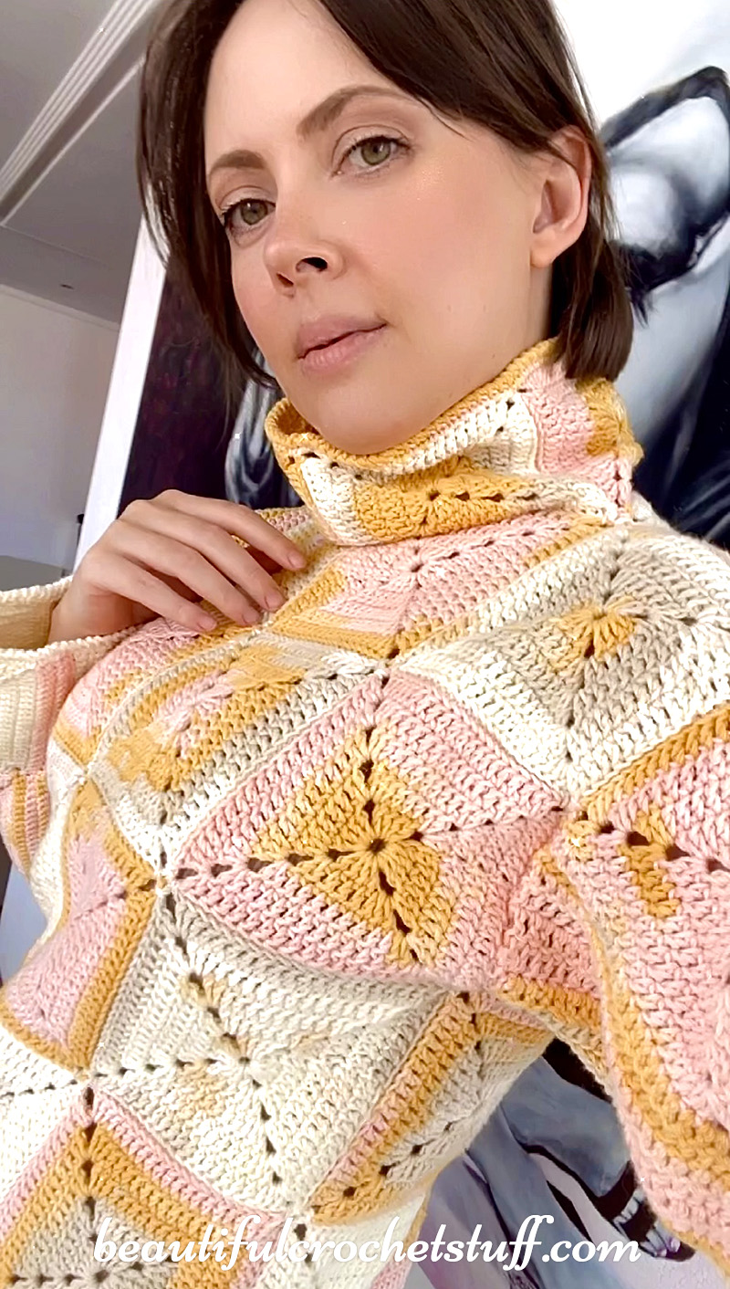crochet turtleneck sweater free pattern